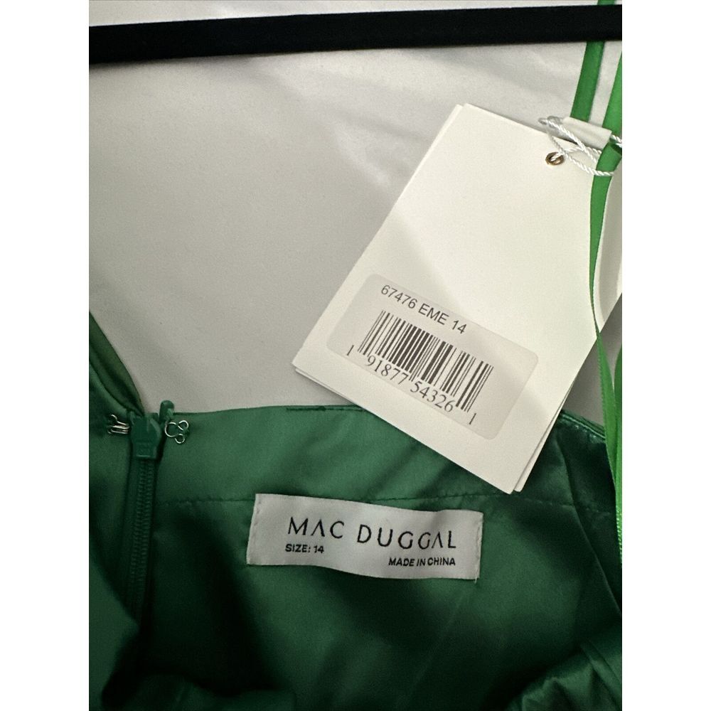 NWD $398 Mac Duggal [ 14 ] Pleated One‎ Shoulder Chiffon Gown Green #G1782 - Picture 5 of 16